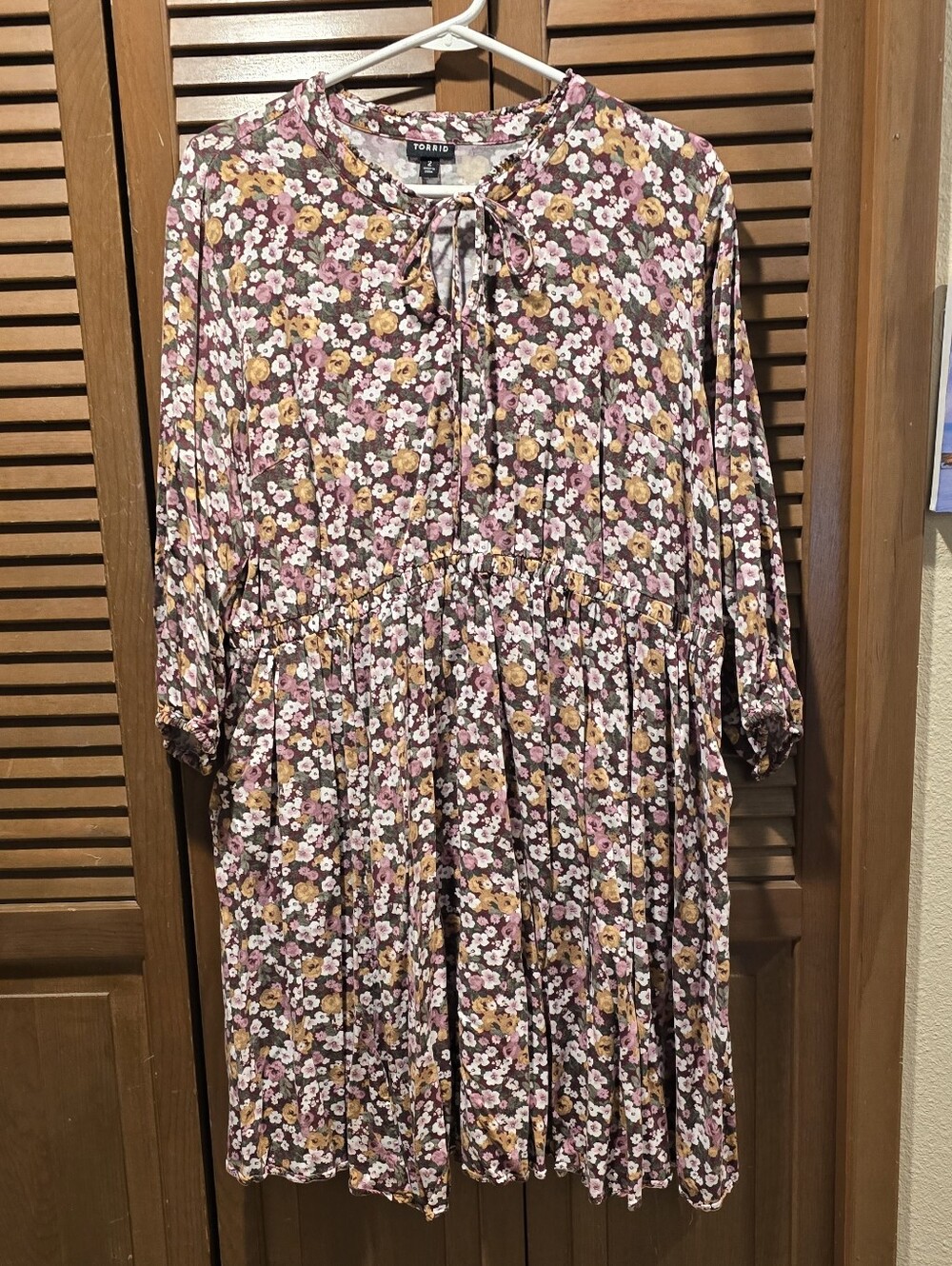 torrid Floral Ditsy Mini Dress in Burgundy, Pink, White & Sage - Picture 5 of 10